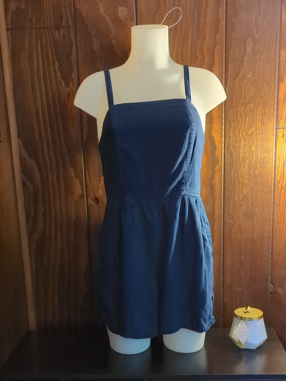 Navy Blue Sleeveless Square-Neck Romper Onesie Size Small - Picture 2 of 16